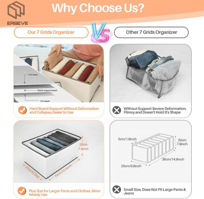 7-Grid Closet Organizers and Storage Bins with Dividers for Clothes