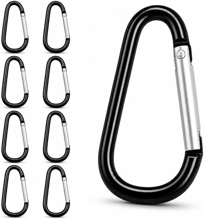 Carabiner Clips 9-Pack 2.25 Inch Small Aluminum Keychain Carabiners Mini Spring Snap Hook for Keys Bags Backpack Camping Travel Stroller EDC Gear Black