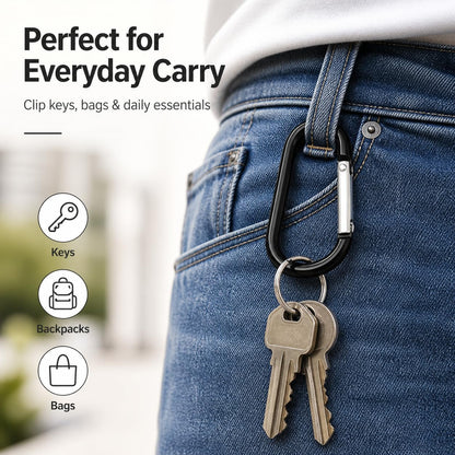Carabiner Clips 9-Pack 2.25 Inch Small Aluminum Keychain Carabiners Mini Spring Snap Hook for Keys Bags Backpack Camping Travel Stroller EDC Gear Black