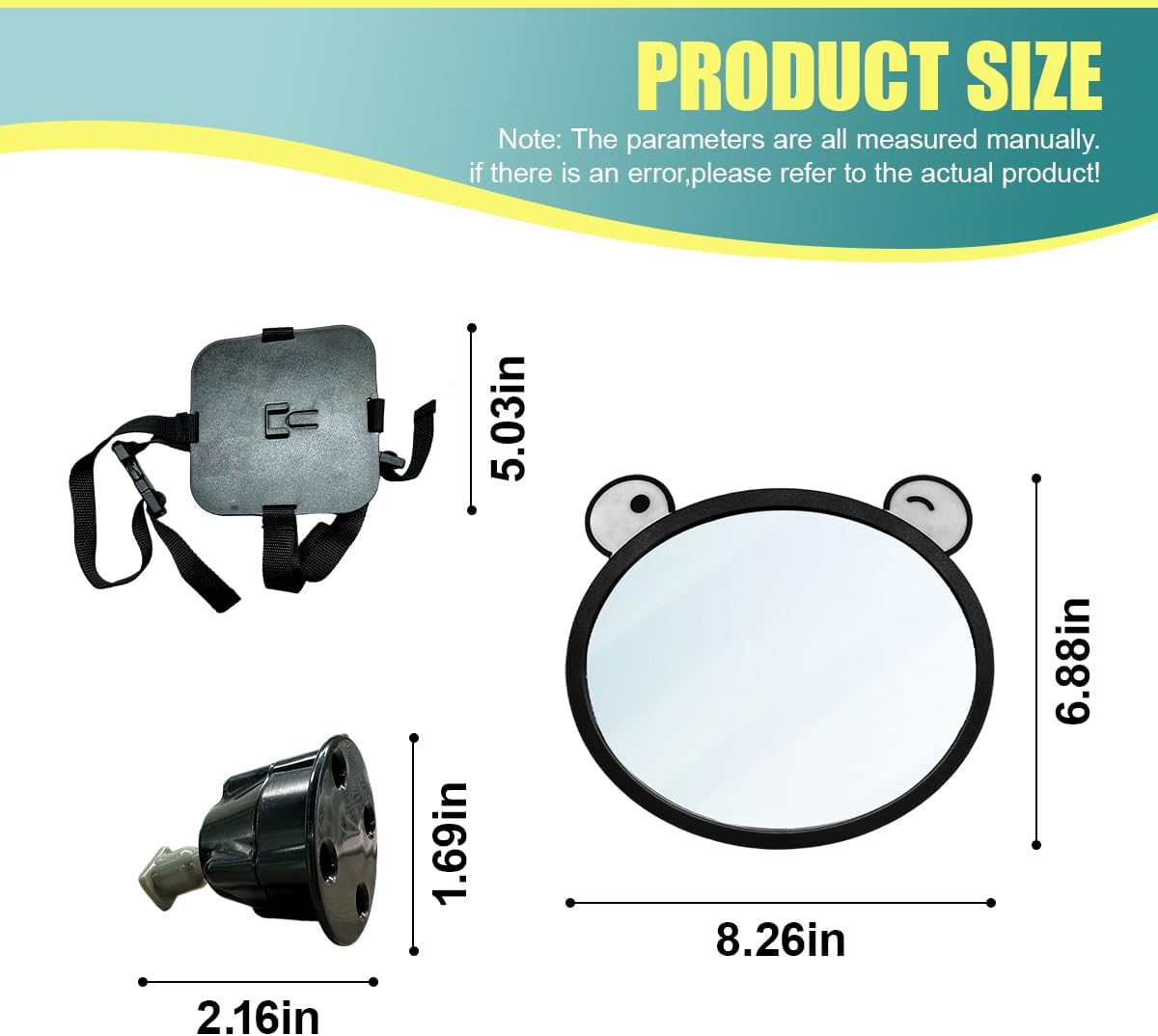 Baby Car Mirror, Rear Facing Backseat Infant View Accessory (Black)