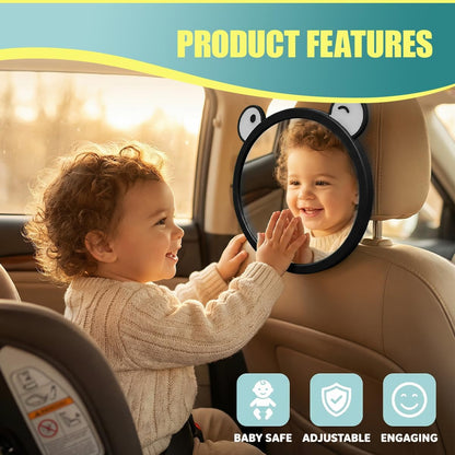 Baby Car Mirror, Rear Facing Backseat Infant View Accessory (Black)