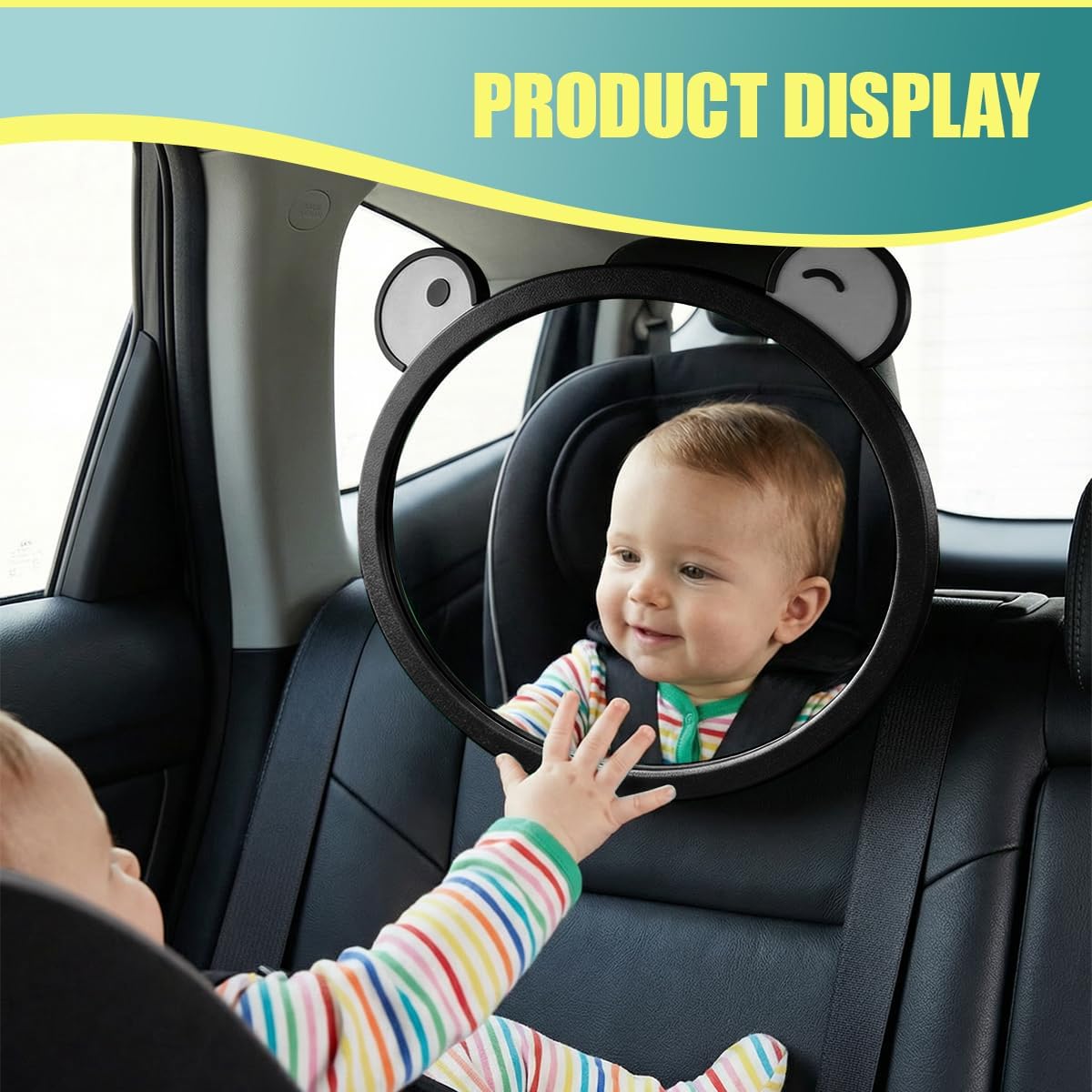 Baby Car Mirror, Rear Facing Backseat Infant View Accessory (Black)