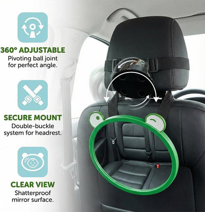 Baby Car Mirror, Rear Facing Backseat Infant View Accessory (Black)