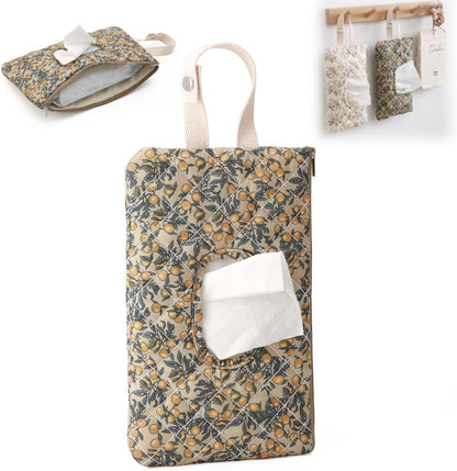Portable Tissue Pouch‑Refillable Wet Wipes Case with Lanyard, for Home & Travel (Beige)