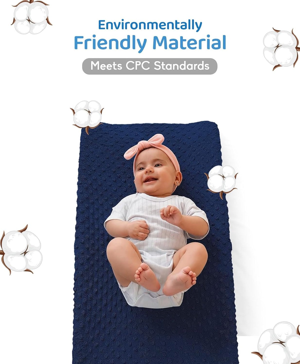 Compact Small Changing Pad with Cover - 27" X 16" Contoured Baby Diaper Changing Pad for Combo Crib with Changing Table-Waterproof & Hypoallergenic, Safety Strap with Quick-Release Buckle-Grey