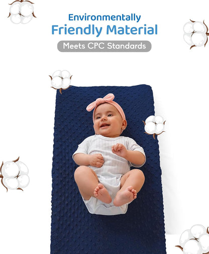 Compact Small Changing Pad with Cover - 27" X 16" Contoured Baby Diaper Changing Pad for Combo Crib with Changing Table-Waterproof & Hypoallergenic, Safety Strap with Quick-Release Buckle-Grey