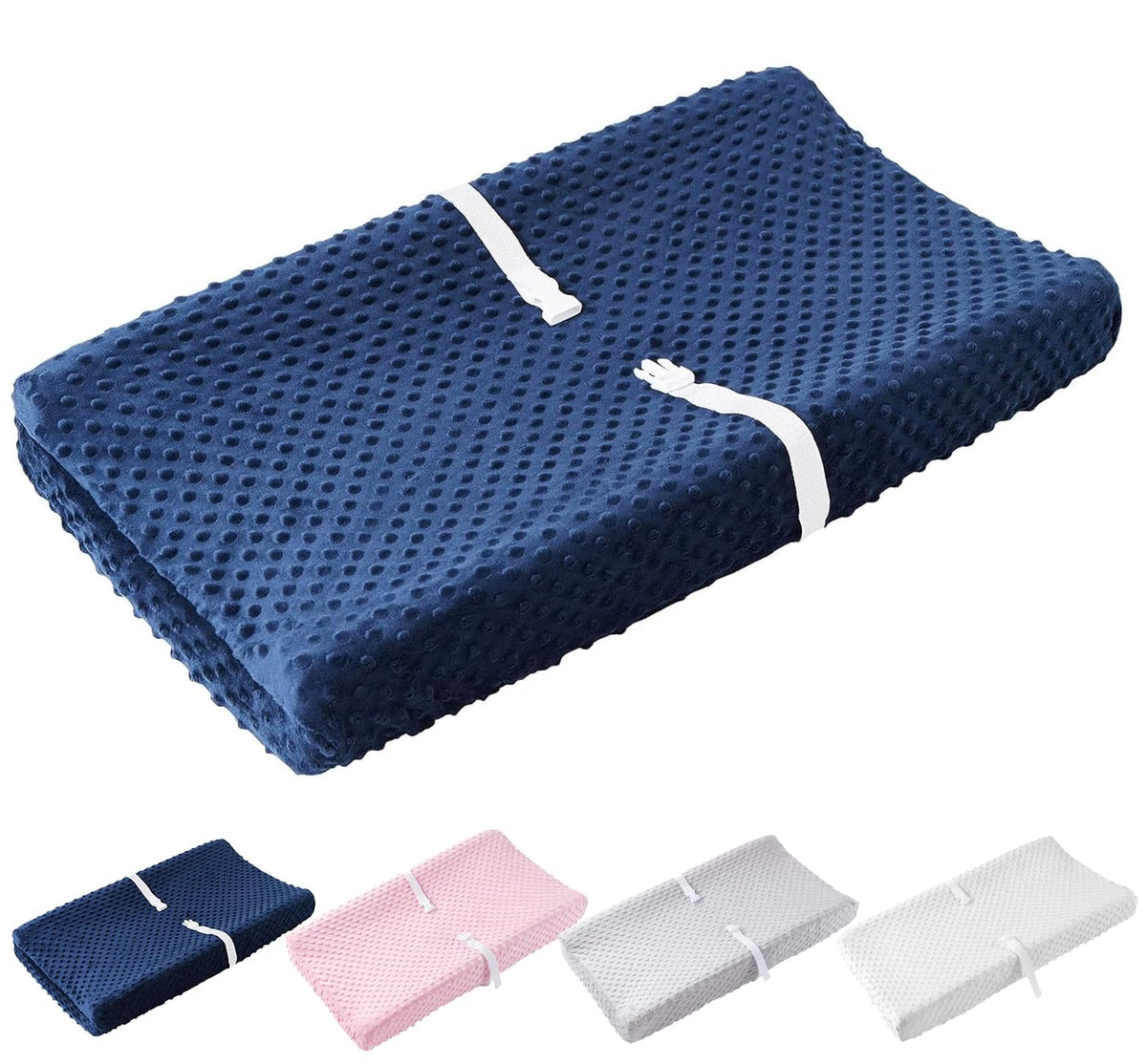 Compact Small Changing Pad with Cover - 27" X 16" Contoured Baby Diaper Changing Pad for Combo Crib with Changing Table-Waterproof & Hypoallergenic, Safety Strap with Quick-Release Buckle-Grey