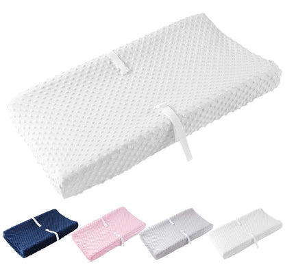 Compact Small Changing Pad with Cover - 27" X 16" Contoured Baby Diaper Changing Pad for Combo Crib with Changing Table-Waterproof & Hypoallergenic, Safety Strap with Quick-Release Buckle-Grey