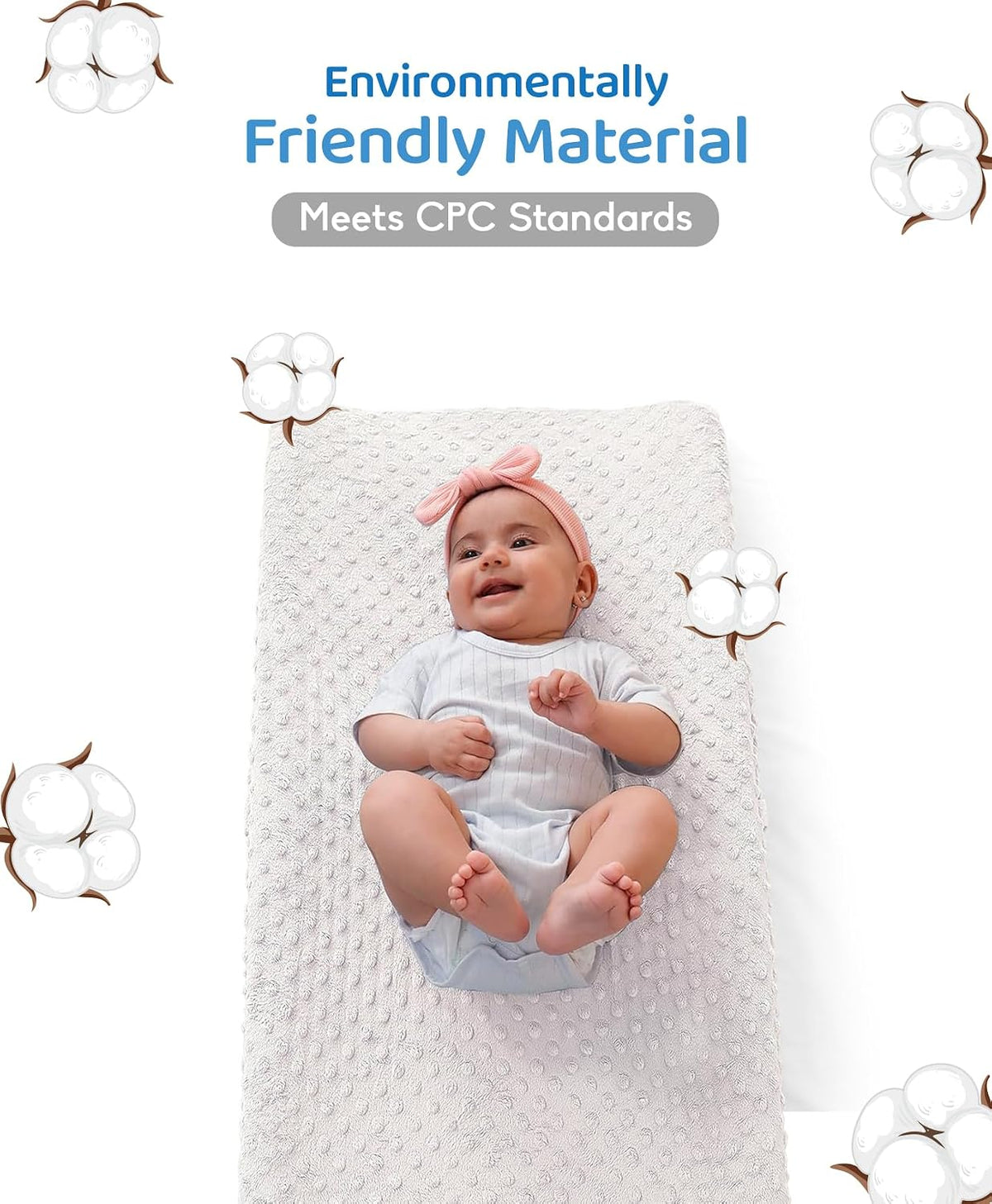 Compact Small Changing Pad with Cover - 27" X 16" Contoured Baby Diaper Changing Pad for Combo Crib with Changing Table-Waterproof & Hypoallergenic, Safety Strap with Quick-Release Buckle-Grey