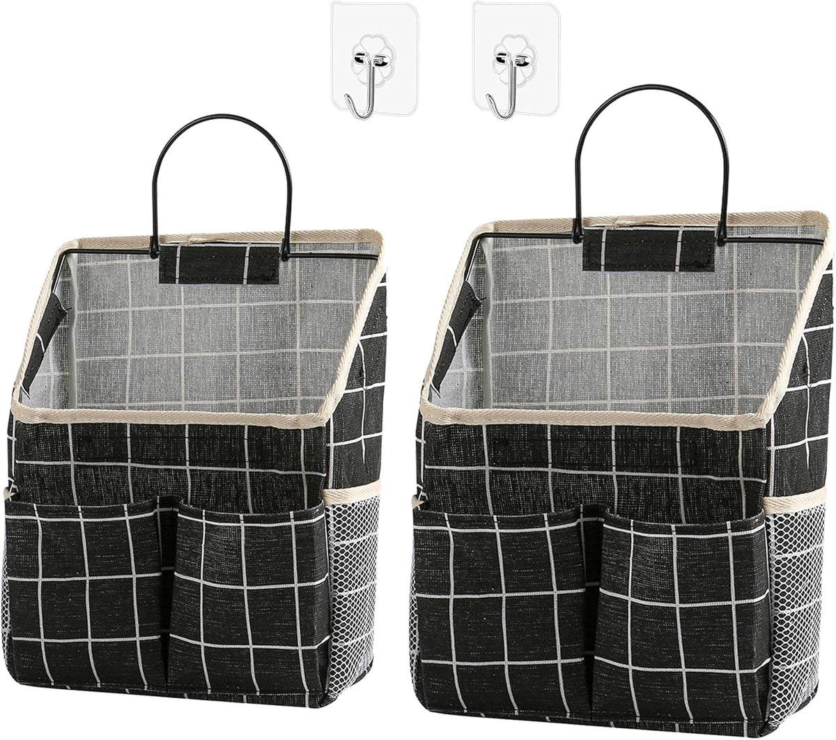 2 Pack Wall Hanging Storage Bag,Wall Hanging Organizer with Pockets, Hanging storage basket for Dormitory Bathroom Bedroom (Grey-upgraded)
