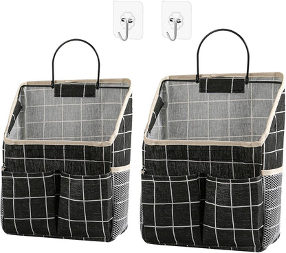 2 Pack Wall Hanging Storage Bag,Wall Hanging Organizer with Pockets, Hanging storage basket for Dormitory Bathroom Bedroom (Grey-upgraded)