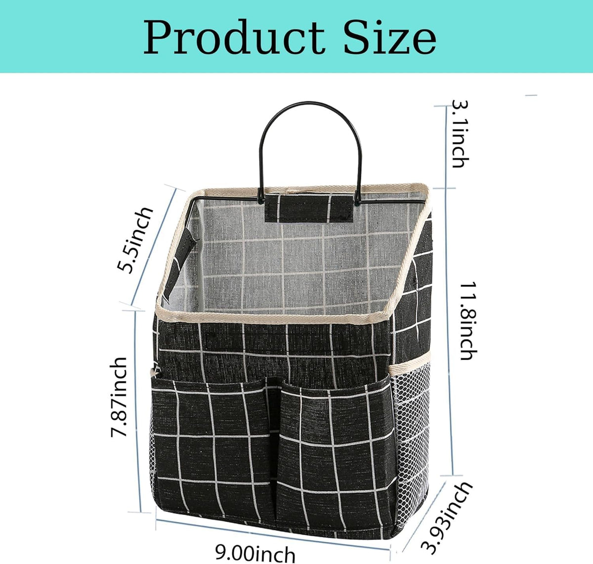 2 Pack Wall Hanging Storage Bag,Wall Hanging Organizer with Pockets, Hanging storage basket for Dormitory Bathroom Bedroom (Grey-upgraded)