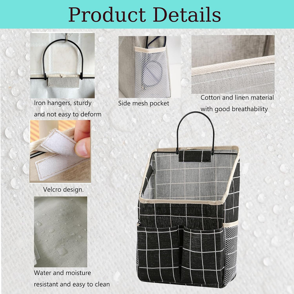 2 Pack Wall Hanging Storage Bag,Wall Hanging Organizer with Pockets, Hanging storage basket for Dormitory Bathroom Bedroom (Grey-upgraded)
