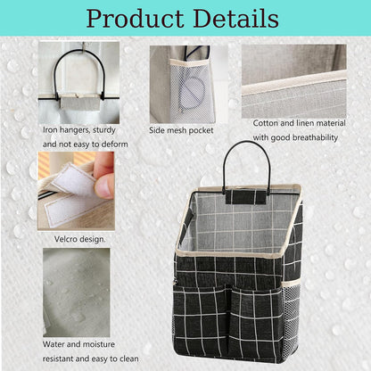 2 Pack Wall Hanging Storage Bag,Wall Hanging Organizer with Pockets, Hanging storage basket for Dormitory Bathroom Bedroom (Grey-upgraded)