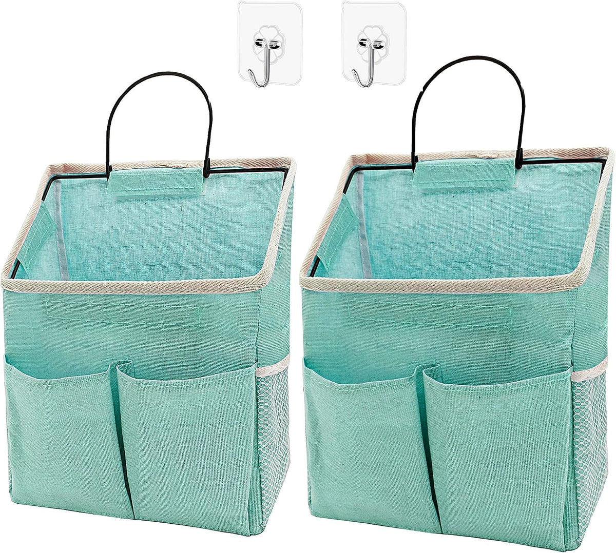 2 Pack Wall Hanging Storage Bag,Wall Hanging Organizer with Pockets, Hanging storage basket for Dormitory Bathroom Bedroom (Grey-upgraded)