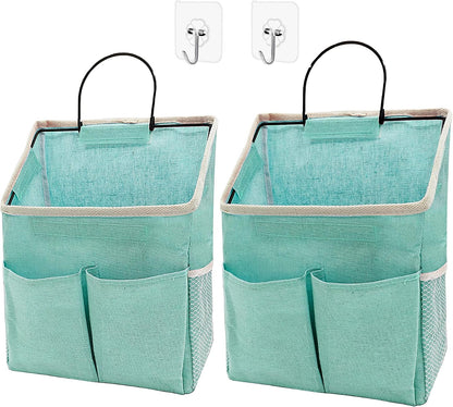 2 Pack Wall Hanging Storage Bag,Wall Hanging Organizer with Pockets, Hanging storage basket for Dormitory Bathroom Bedroom (Grey-upgraded)