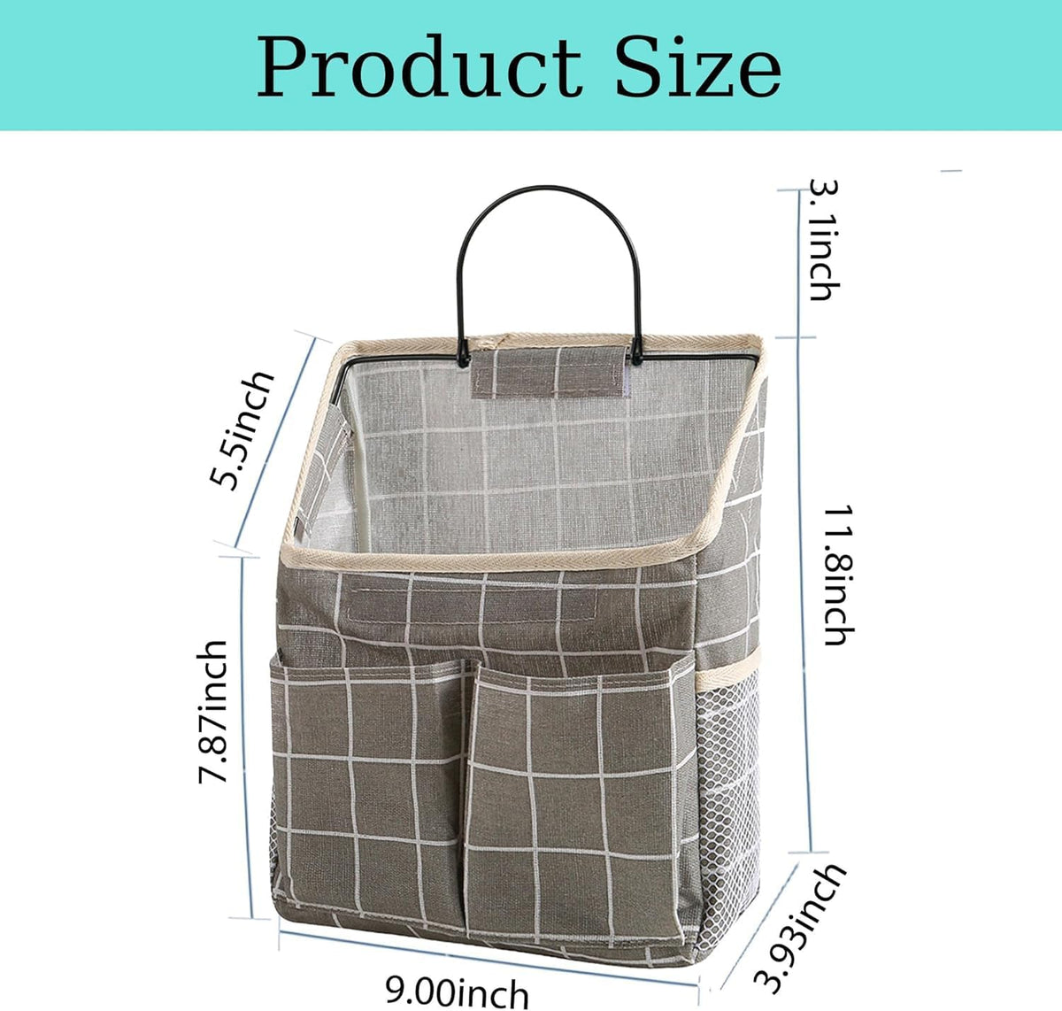 2 Pack Wall Hanging Storage Bag,Wall Hanging Organizer with Pockets, Hanging storage basket for Dormitory Bathroom Bedroom (Grey-upgraded)