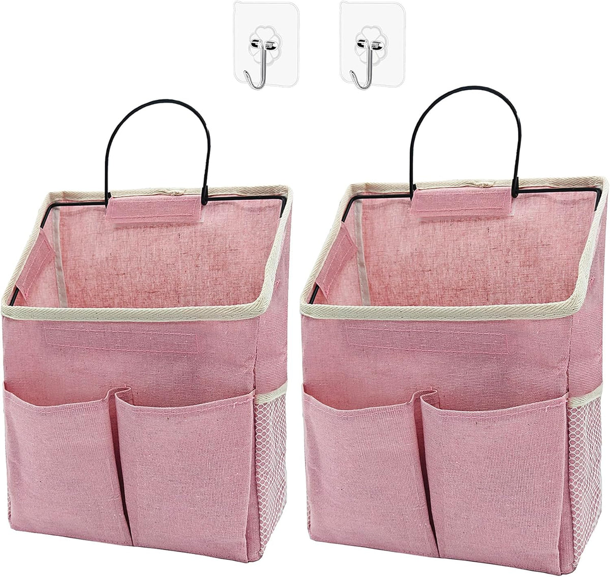 2 Pack Wall Hanging Storage Bag,Wall Hanging Organizer with Pockets, Hanging storage basket for Dormitory Bathroom Bedroom (Grey-upgraded)