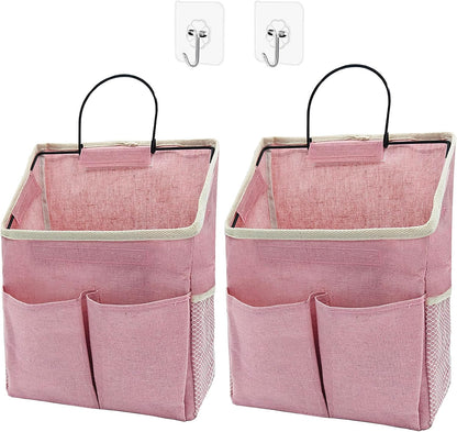 2 Pack Wall Hanging Storage Bag,Wall Hanging Organizer with Pockets, Hanging storage basket for Dormitory Bathroom Bedroom (Grey-upgraded)