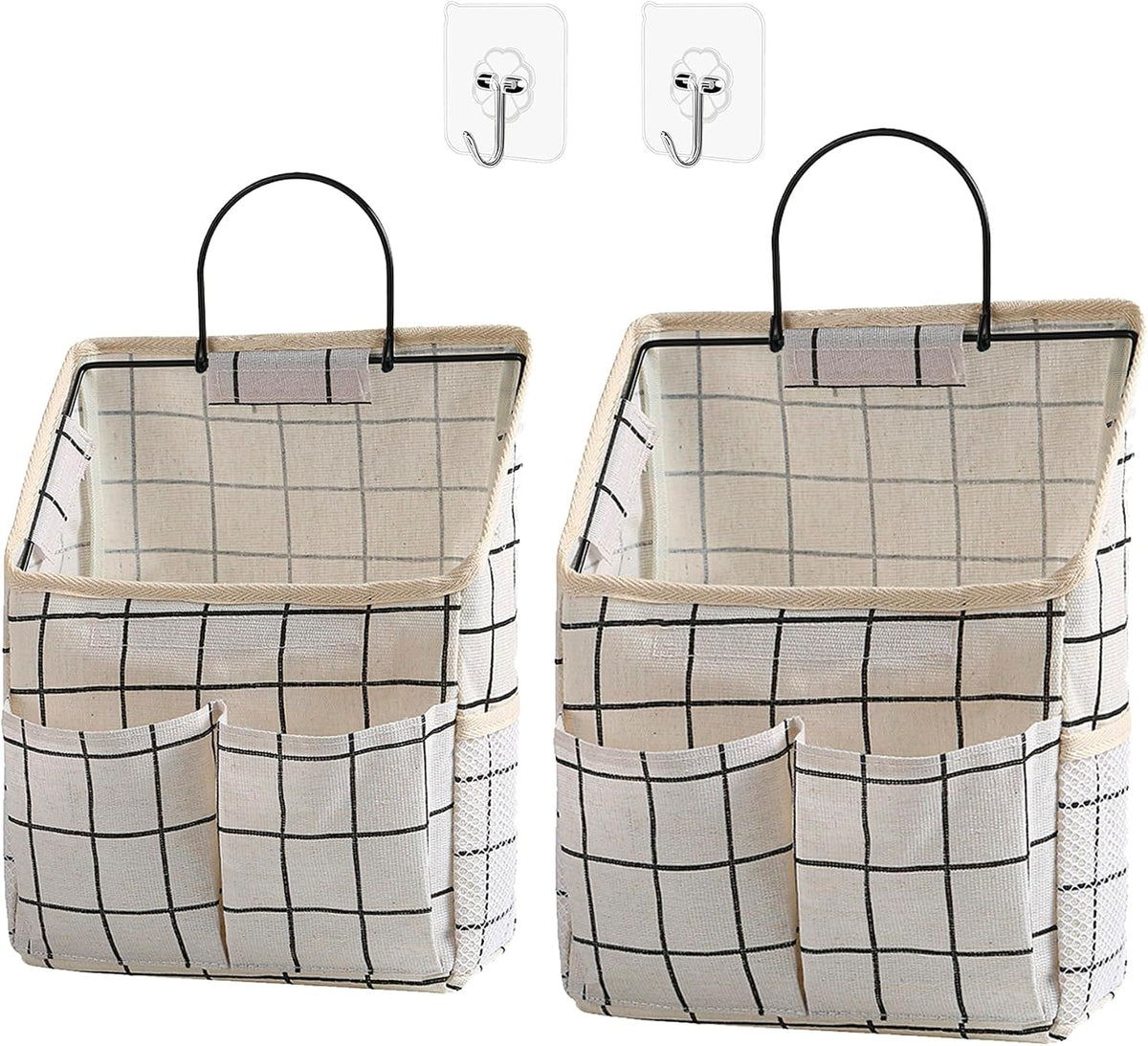 2 Pack Wall Hanging Storage Bag,Wall Hanging Organizer with Pockets, Hanging storage basket for Dormitory Bathroom Bedroom (Grey-upgraded)