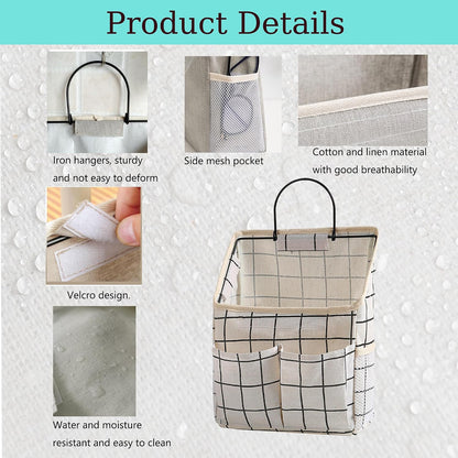 2 Pack Wall Hanging Storage Bag,Wall Hanging Organizer with Pockets, Hanging storage basket for Dormitory Bathroom Bedroom (Grey-upgraded)