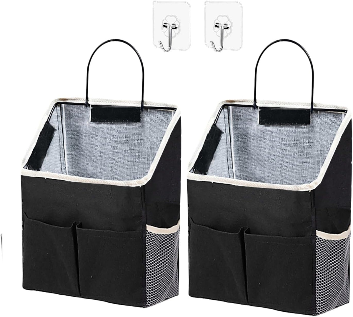 2 Pack Wall Hanging Storage Bag,Wall Hanging Organizer with Pockets, Hanging storage basket for Dormitory Bathroom Bedroom (Grey-upgraded)