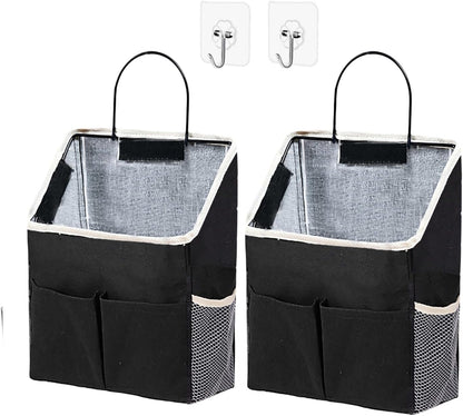 2 Pack Wall Hanging Storage Bag,Wall Hanging Organizer with Pockets, Hanging storage basket for Dormitory Bathroom Bedroom (Grey-upgraded)
