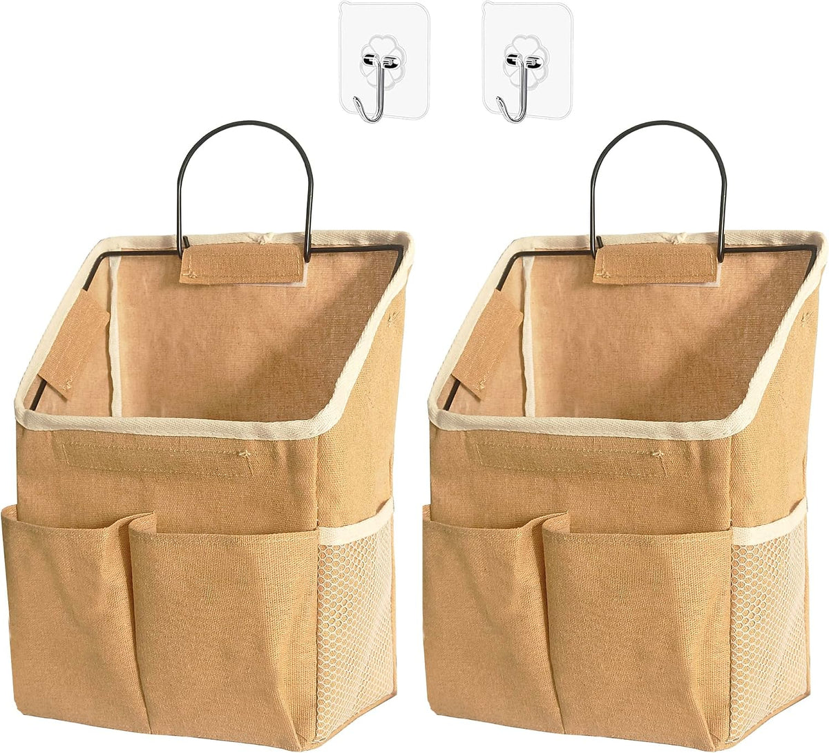 2 Pack Wall Hanging Storage Bag,Wall Hanging Organizer with Pockets, Hanging storage basket for Dormitory Bathroom Bedroom (Grey-upgraded)