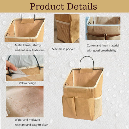 2 Pack Wall Hanging Storage Bag,Wall Hanging Organizer with Pockets, Hanging storage basket for Dormitory Bathroom Bedroom (Grey-upgraded)