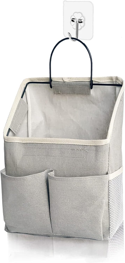 2 Pack Wall Hanging Storage Bag,Wall Hanging Organizer with Pockets, Hanging storage basket for Dormitory Bathroom Bedroom (Grey-upgraded)