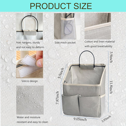 2 Pack Wall Hanging Storage Bag,Wall Hanging Organizer with Pockets, Hanging storage basket for Dormitory Bathroom Bedroom (Grey-upgraded)