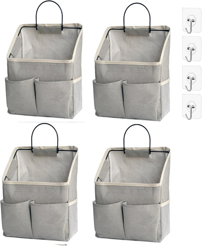 2 Pack Wall Hanging Storage Bag,Wall Hanging Organizer with Pockets, Hanging storage basket for Dormitory Bathroom Bedroom (Grey-upgraded)