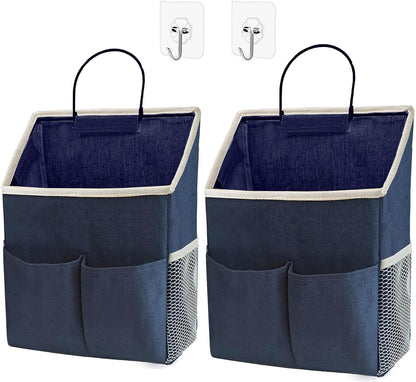 2 Pack Wall Hanging Storage Bag,Wall Hanging Organizer with Pockets, Hanging storage basket for Dormitory Bathroom Bedroom (Grey-upgraded)