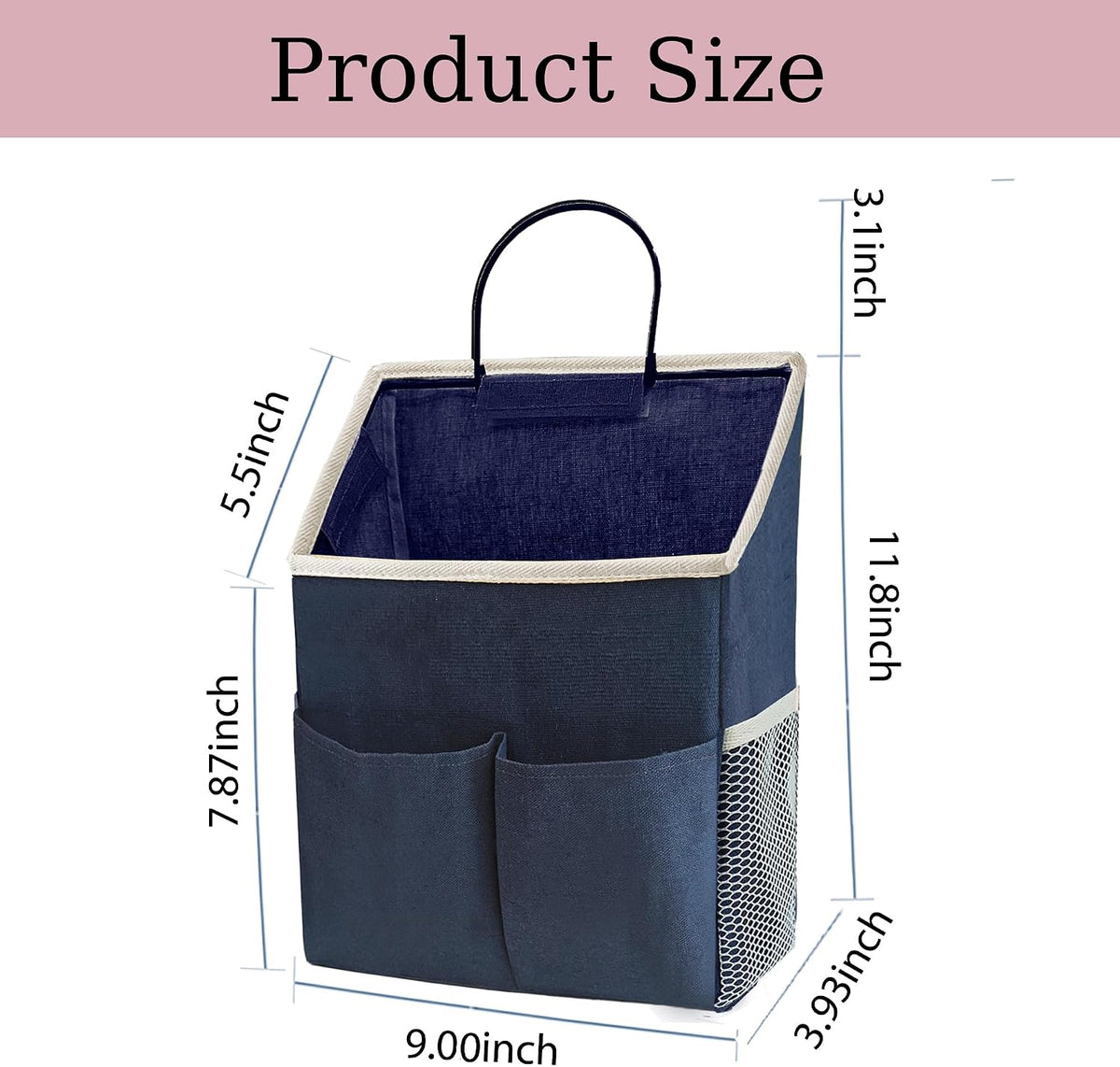 2 Pack Wall Hanging Storage Bag,Wall Hanging Organizer with Pockets, Hanging storage basket for Dormitory Bathroom Bedroom (Grey-upgraded)