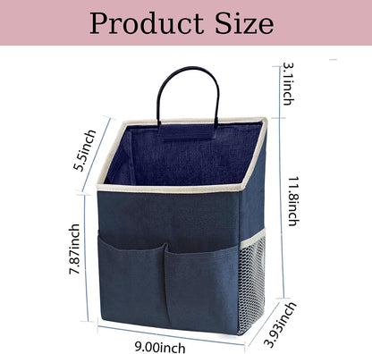 2 Pack Wall Hanging Storage Bag,Wall Hanging Organizer with Pockets, Hanging storage basket for Dormitory Bathroom Bedroom (Grey-upgraded)