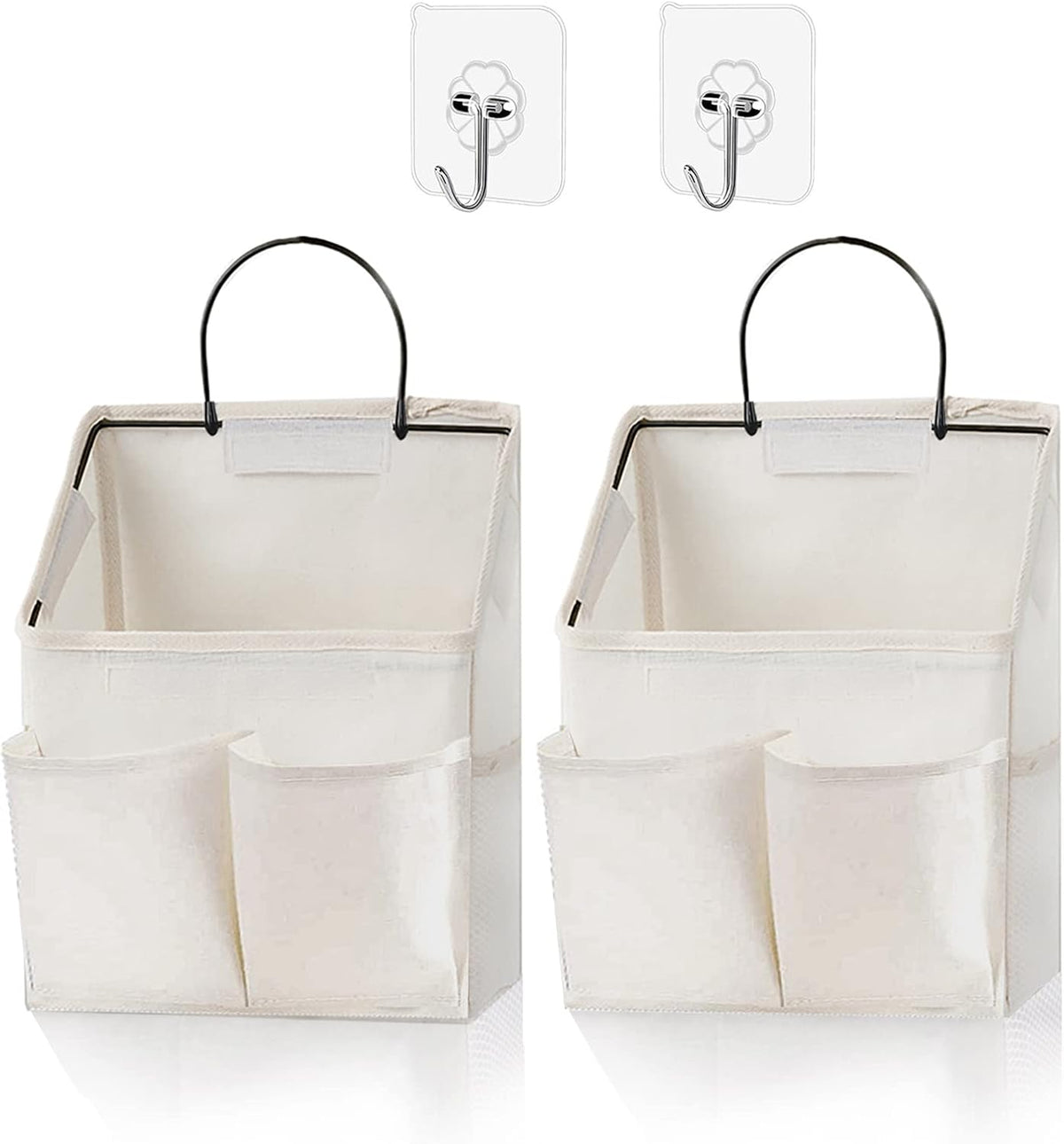 2 Pack Wall Hanging Storage Bag,Wall Hanging Organizer with Pockets, Hanging storage basket for Dormitory Bathroom Bedroom (Grey-upgraded)