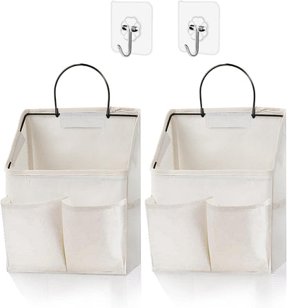 2 Pack Wall Hanging Storage Bag,Wall Hanging Organizer with Pockets, Hanging storage basket for Dormitory Bathroom Bedroom (Grey-upgraded)
