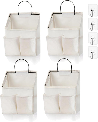2 Pack Wall Hanging Storage Bag,Wall Hanging Organizer with Pockets, Hanging storage basket for Dormitory Bathroom Bedroom (Grey-upgraded)