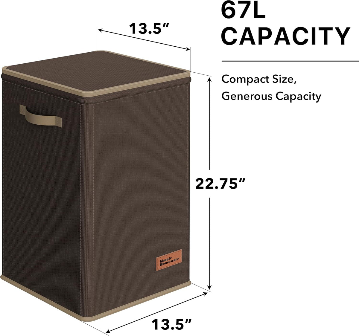 Foldable Laundry Hamper Basket with Lid and Bag, Beige