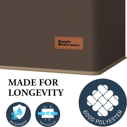Foldable Laundry Hamper Basket with Lid and Bag, Beige