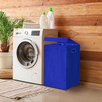 Foldable Laundry Hamper Basket with Lid and Bag, Beige