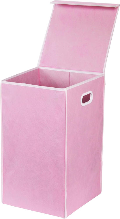 Foldable Laundry Hamper Basket with Lid and Bag, Beige