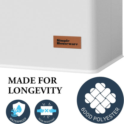 Foldable Laundry Hamper Basket with Lid and Bag, Beige