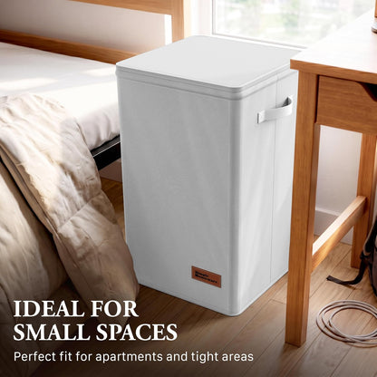 Foldable Laundry Hamper Basket with Lid and Bag, Beige