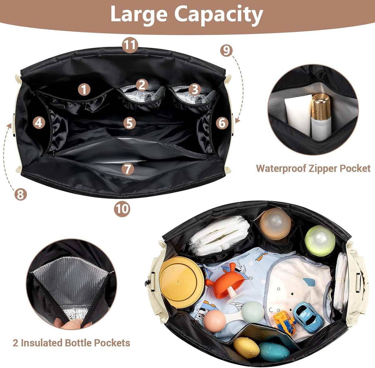 Diaper Bag Tote for Baby, Large Hospital Mommy Bag for Labor Delivery