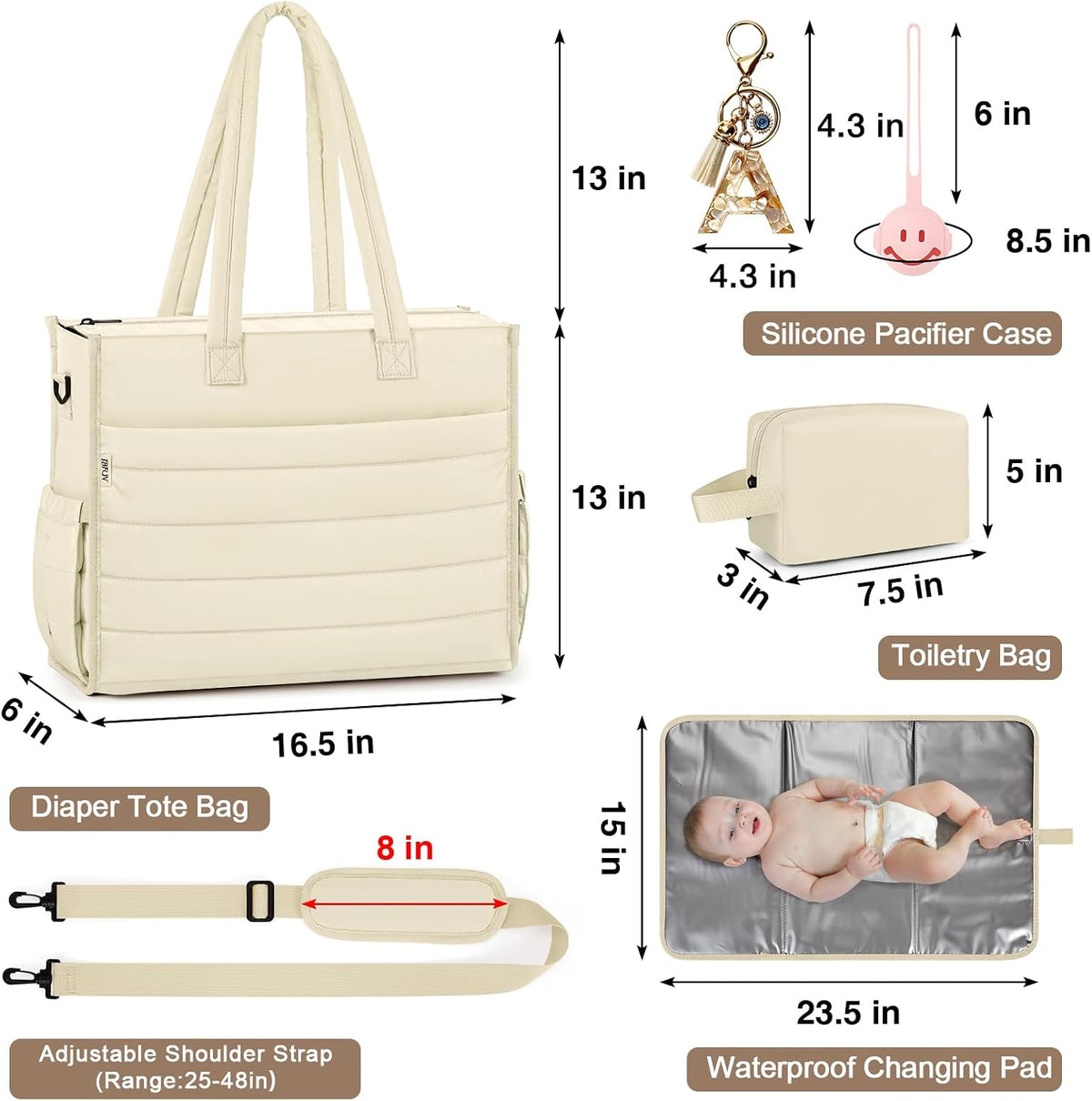 Diaper Bag Tote for Baby, Large Hospital Mommy Bag for Labor Delivery
