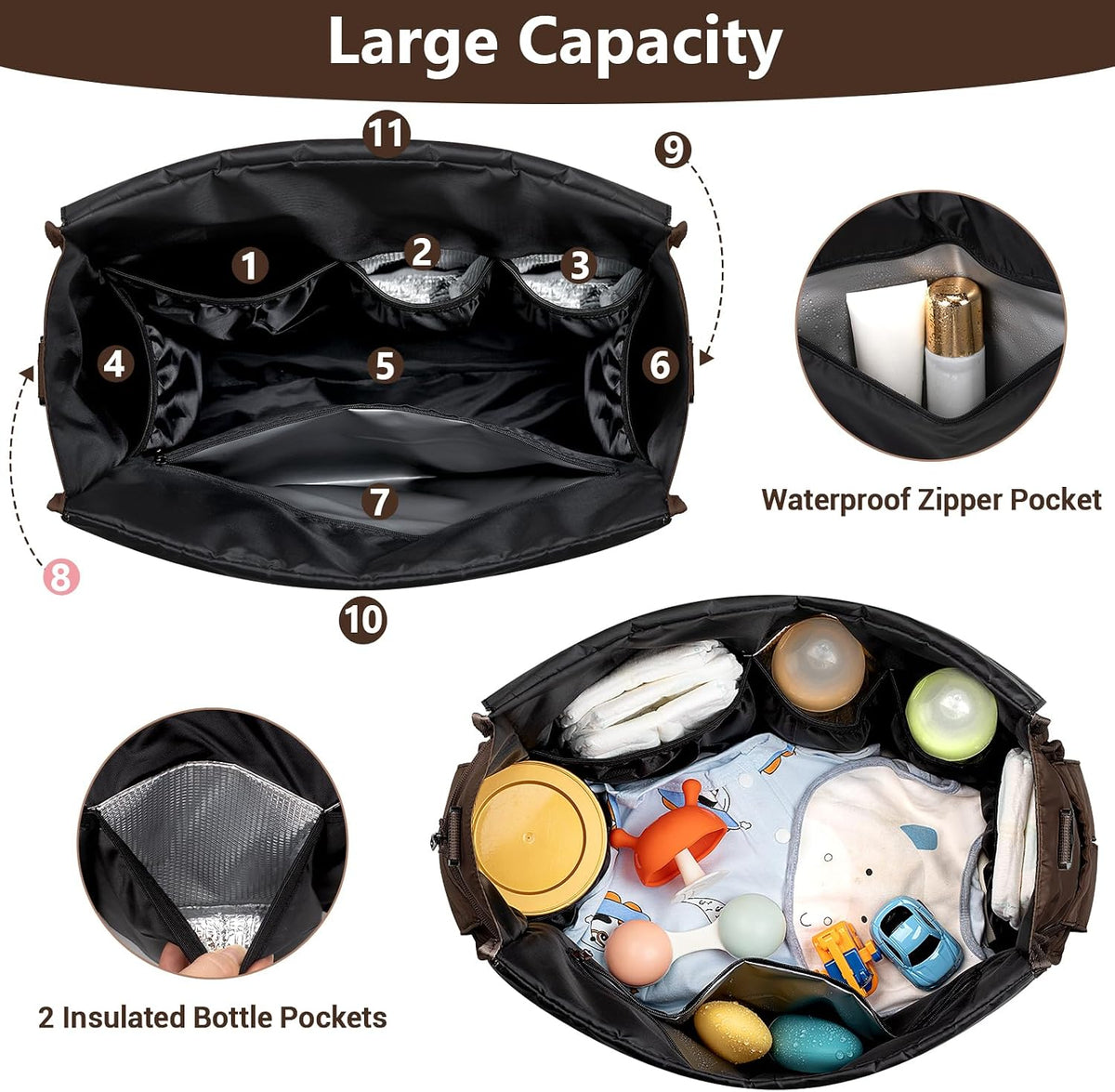 Diaper Bag Tote for Baby, Large Hospital Mommy Bag for Labor Delivery
