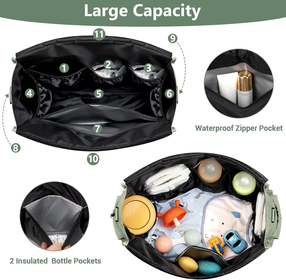 Diaper Bag Tote for Baby, Large Hospital Mommy Bag for Labor Delivery