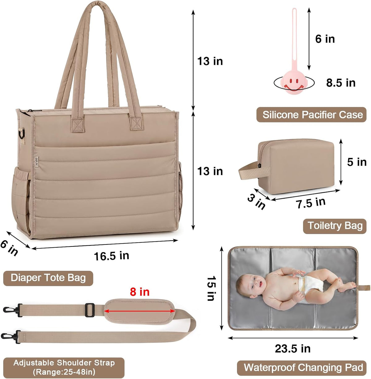 Diaper Bag Tote for Baby, Large Hospital Mommy Bag for Labor Delivery