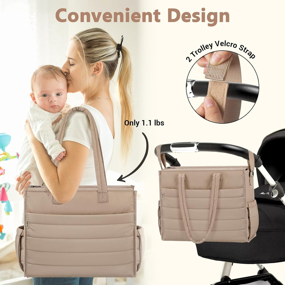 Diaper Bag Tote for Baby, Large Hospital Mommy Bag for Labor Delivery